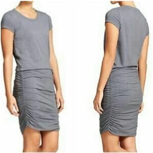 Athleta Womens Topanga Shirt Dress Size XL Gray Ruched Round Neck